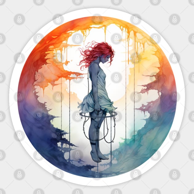 Aerial Hoop Circus Dancer Watercolor Sticker by Nightarcade